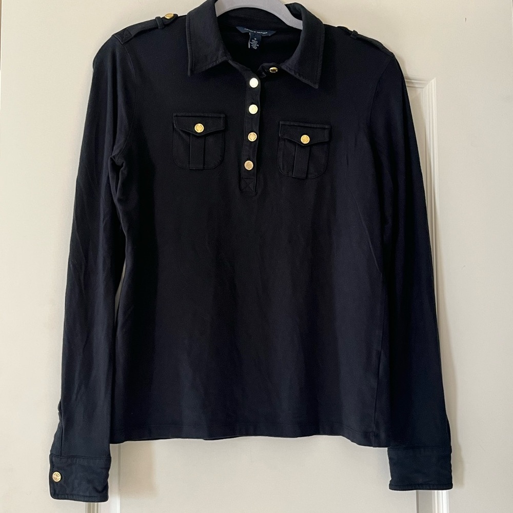 Tommy Hilfiger Black Long sleeve Cotton Spandex Top Women’s size medium